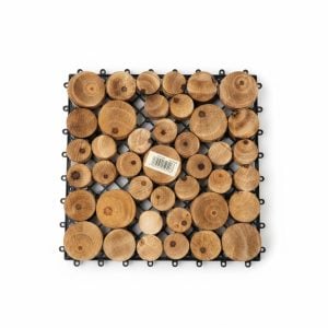 Dalle de terrasse en bois clipsable aspect rondins