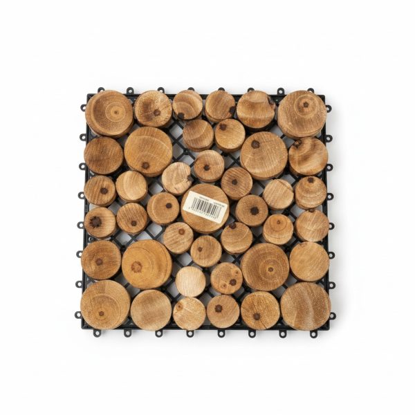 Dalle de terrasse en bois clipsable aspect rondins