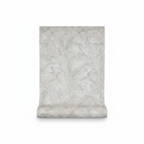 Papier Peint Tropical Leaves Motifs Palmiers Gris