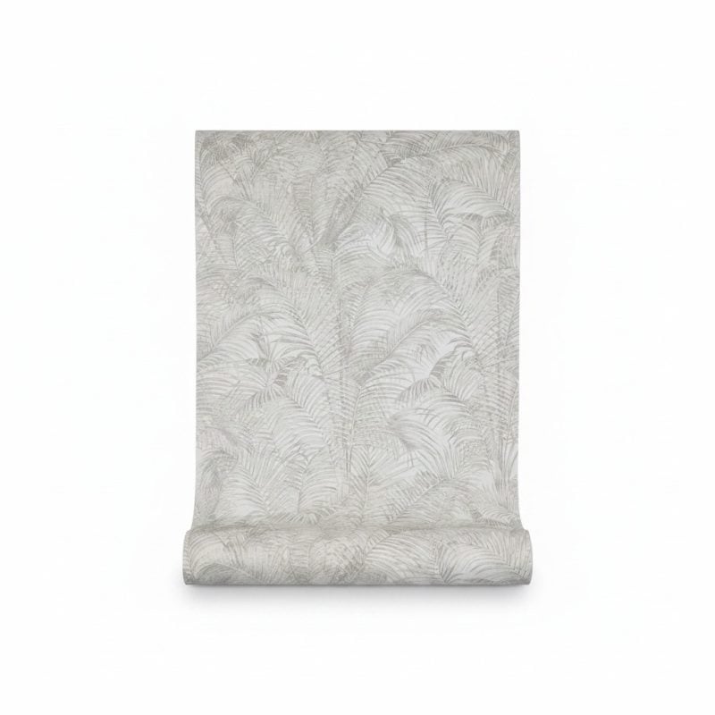 Papier Peint Tropical Leaves Motifs Palmiers Gris