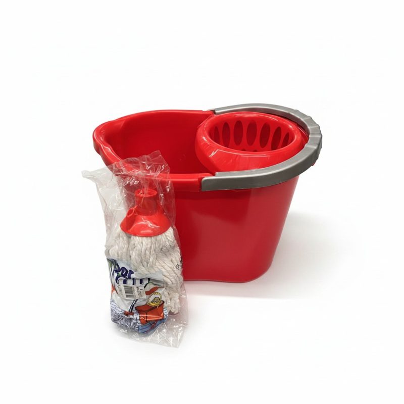 Seau Essoreur Rouge avec Frange Coton POP 14L