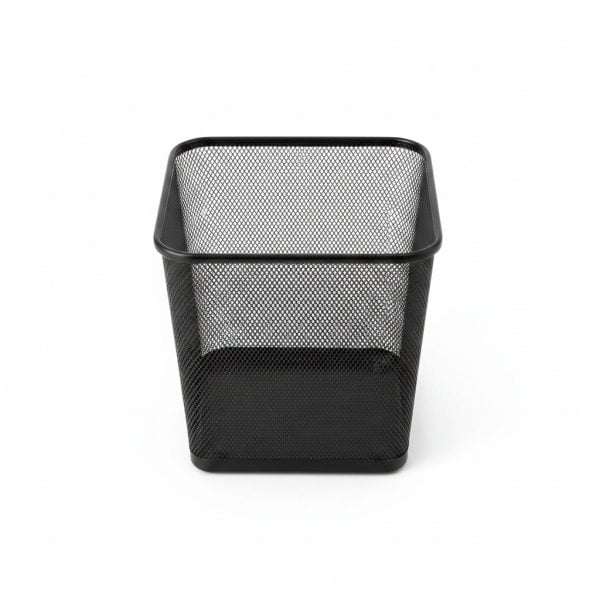 Poubelle Carrée en Métal Noir 25,5x30,5 cm