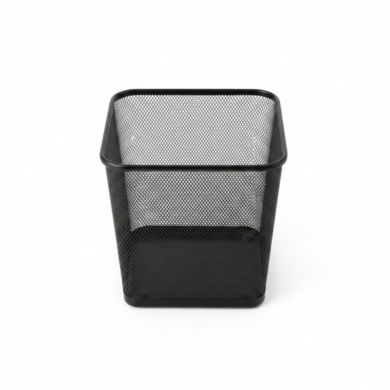 9751081 Poubelle Carrée en Métal Noir 25,5x30,5 cm