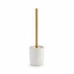 Brosse WC Céramique Blanche et Manche Doré à poser