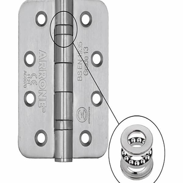 Paumelle 100Mm Ronde Pour Porte Coupe-Feu Inox À Rouleaux