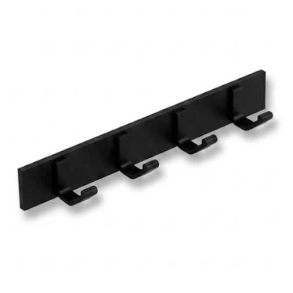 Porte-Manteaux 4 Supports Aluminium Simple Noir