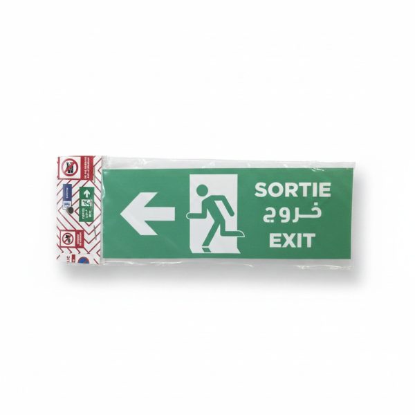 Plaque de signalisation Sortie multilingue et pictogrammes