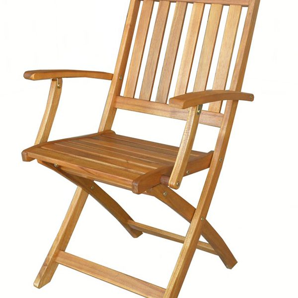 Chaise Pliante Avec Accoudoirs En Acacia 56 X 61 X 89 Cm