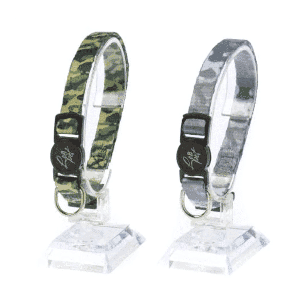 Collier pour  chat en nylon  imprimé camouflage couleurs assorties