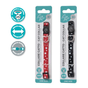 Collier pour chats imprimé étoiles couleurs assorties
