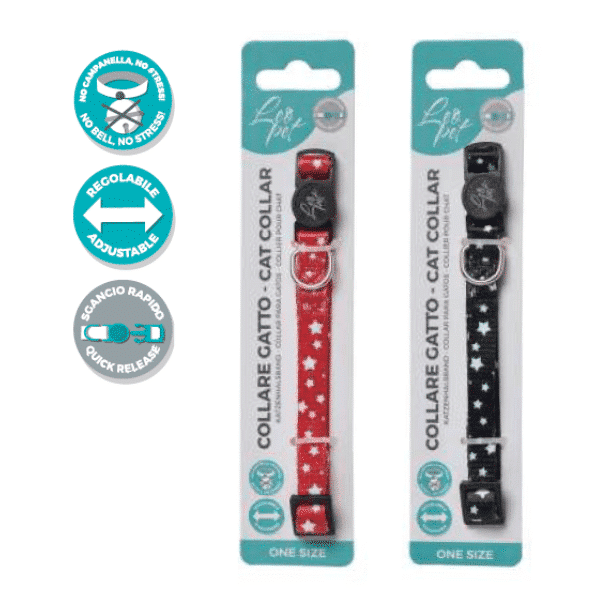 Collier pour chats imprimé étoiles couleurs assorties