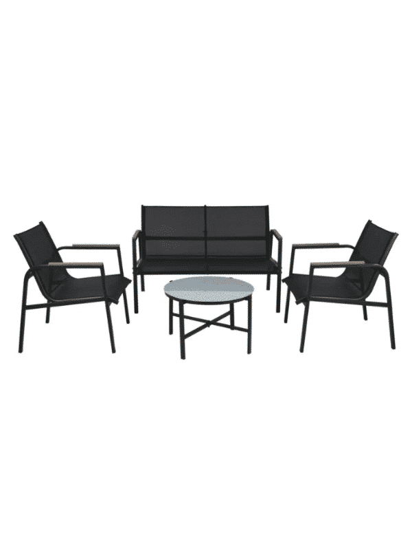 977676 Salon De Jardin 4 Places Anthracite Avec Table Ronde – Image 1