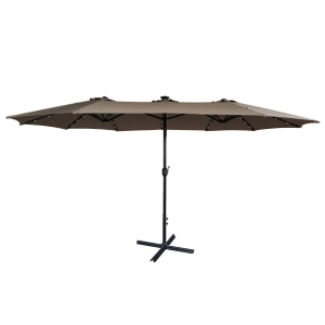 Parasol double LED 2,7 x 4,6 x 2,5 m Taupe