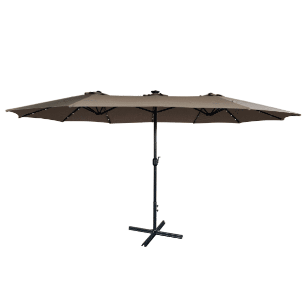 Parasol double LED 2,7 x 4,6 x 2,5 m Taupe