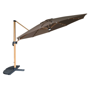 Parasol roma LED solaire Ø3,5 x H 2,45 m toile taupe