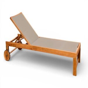 Bain de soleil textilène taupe Acacia 198 x 64 x 38 cm