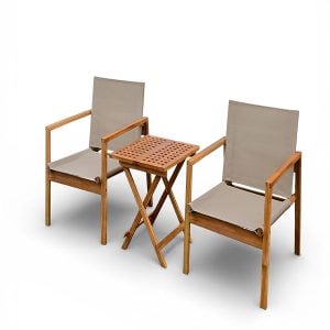 Set de table et 2 chaises en textilène taupe Acacia