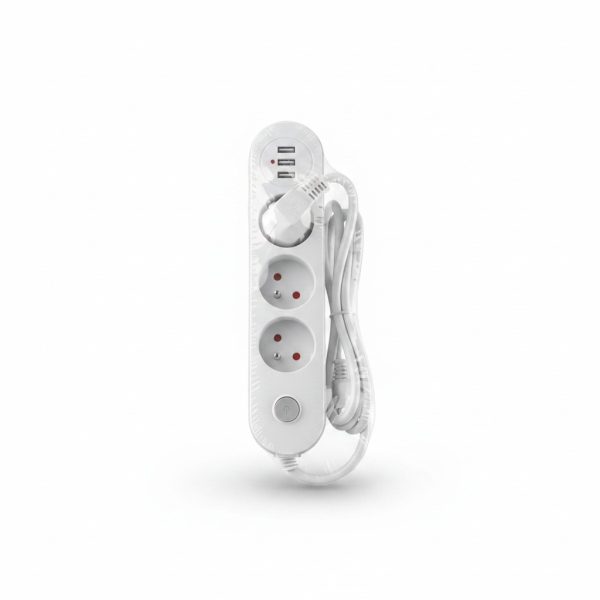 Bloc multiprise 3 prises et 2 ports USB avec interrupteur