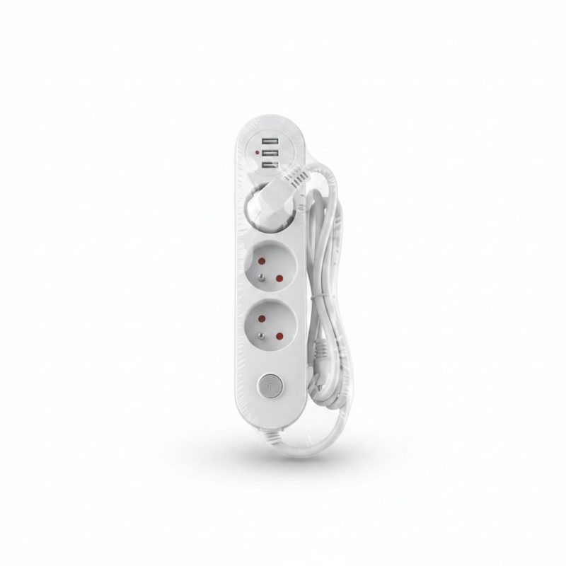Bloc multiprise 3 prises et 2 ports USB avec interrupteur