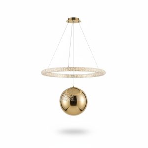Suspension LED design cristal et sphère dorée GS-D639/1