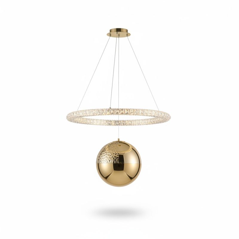 Suspension LED design cristal et sphère dorée GSD639/1