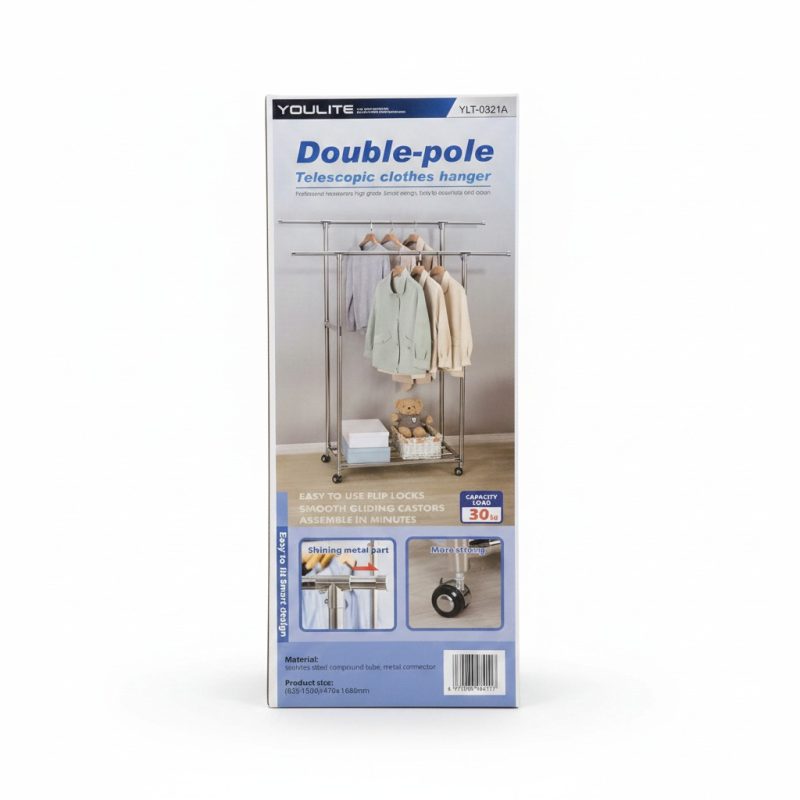 Portant à vêtements double barre télescopique 30kg YOULITE