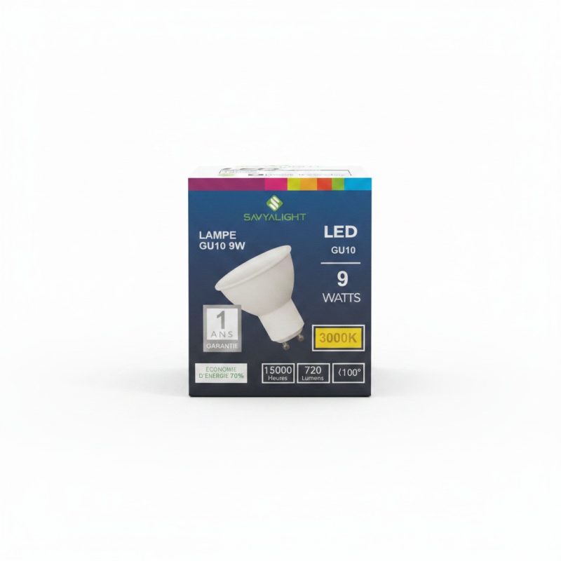 Lampe LED GU10 9W 3000K Blanc Chaud Savyalight