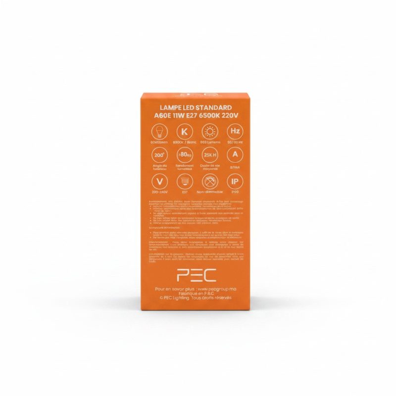 Ampoule LED E27 11W 6500K Lumière Blanche Froide PEC