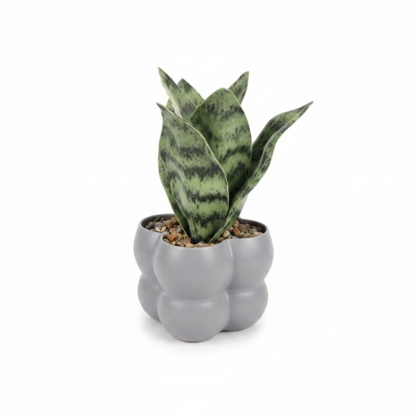 Fleur Artificielle Sansevieria en Pot Nuage Gris Clair