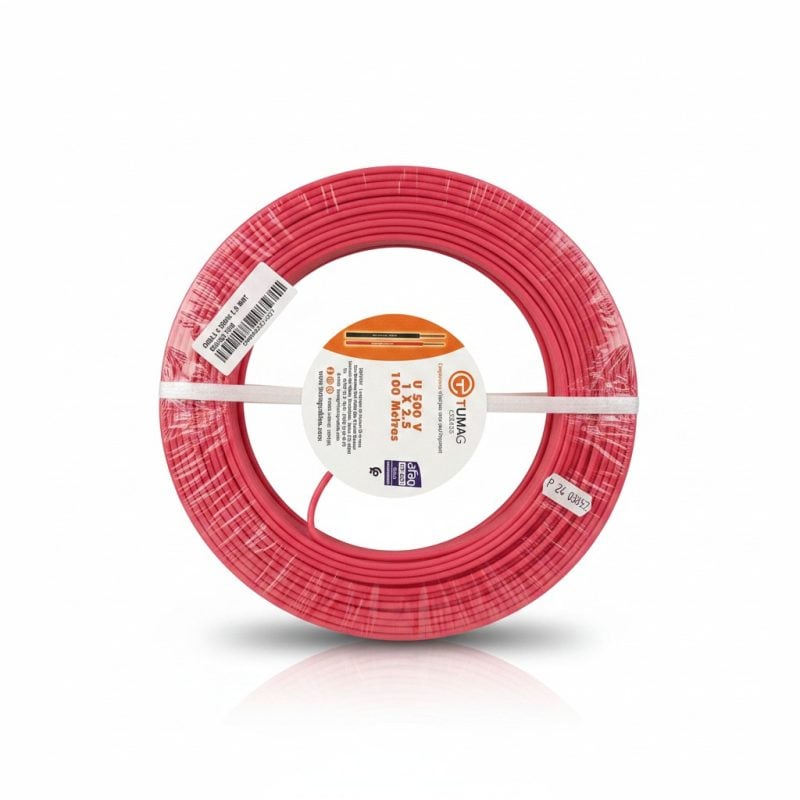 9671801 Câble Électrique U 500V 2.5mm² Rouge 100m TUMAG