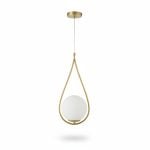 Suspension Céleste Dorée avec Globe en Verre Opale