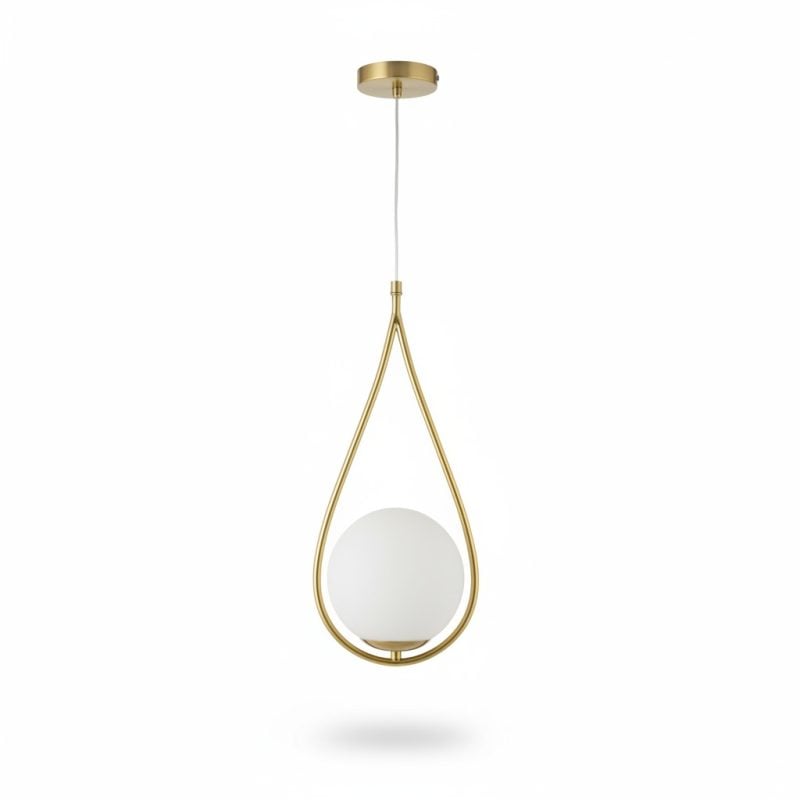 8278421 Suspension Céleste Dorée avec Globe en Verre Opale