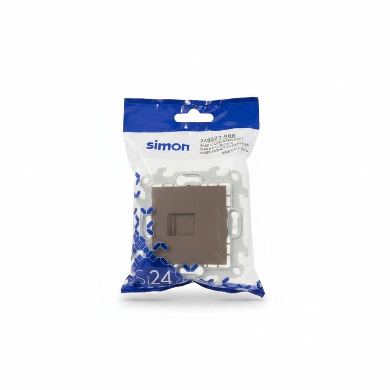 Prise téléphone RJ11 Simon S24 Marron avec support