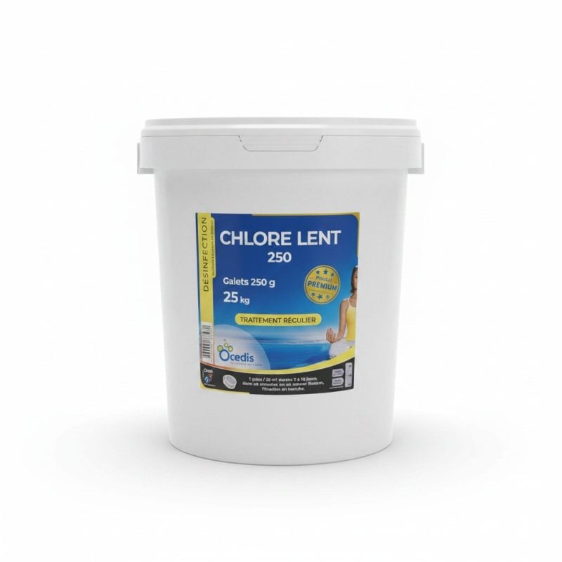 Chlore Lent 25 kg en Galets 250g Ocedis pour Piscine