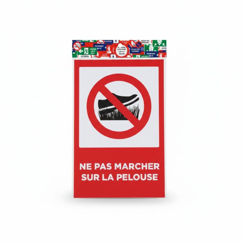 Plaque de signalisation Ne pas marcher sur la pelouse Rouge/Blanc