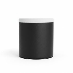Poubelle de salle de bain cylindrique effet cuir noir
