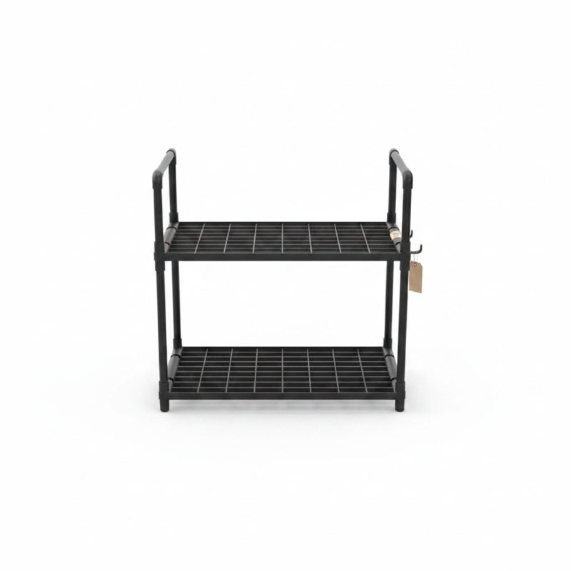 Étagère de Cuisine 2 Niveaux PVC Noir 48x26x49cm