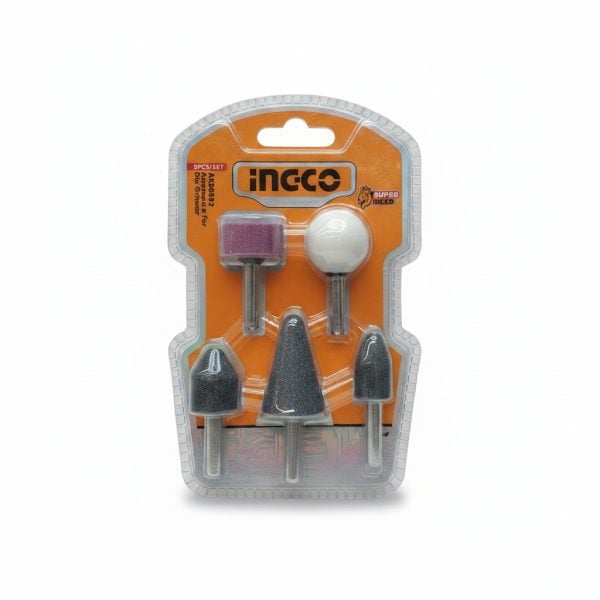 Jeu de 5 meules sur tige 6mm pour meuleuse droite INGCO
