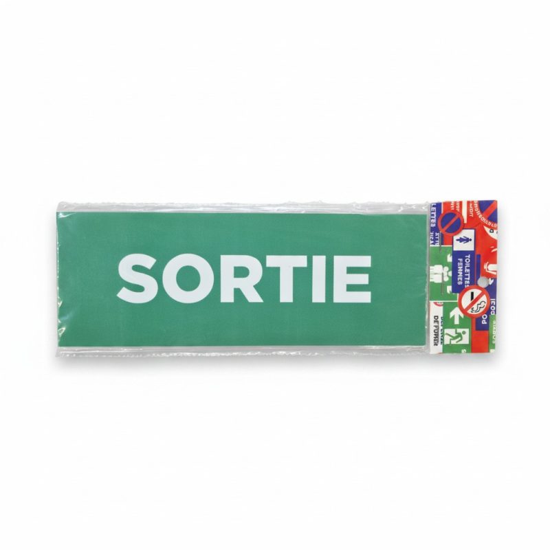 Plaque de signalisation SORTIE adhésive verte