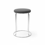 Chaise tabouret en métal avec assise rembourrée grise