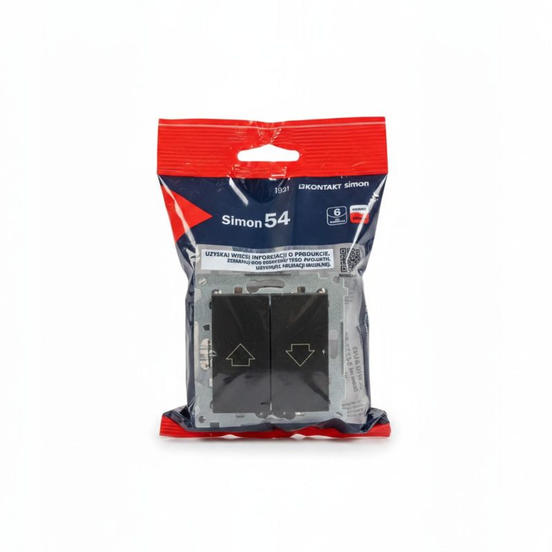 Double interrupteur volet roulant 10AX noir mat Simon 54