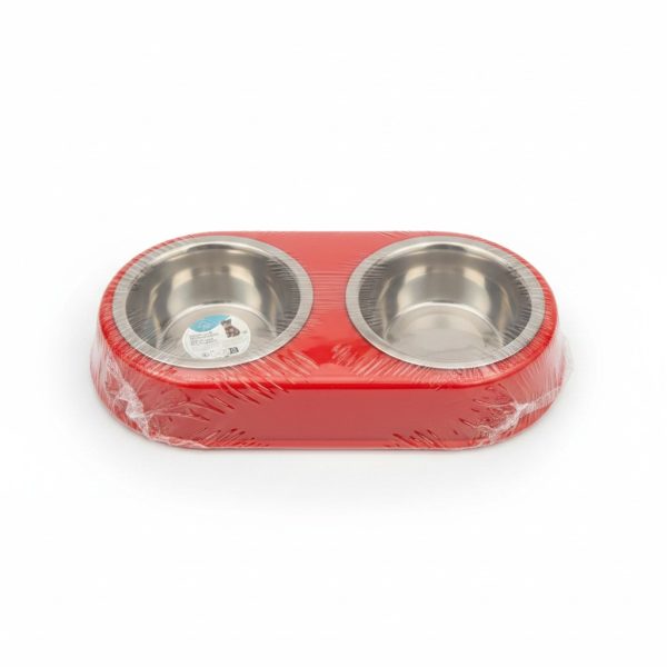 Bol Double Inox Antidérapant 2x450 ml pour Chien et Chat