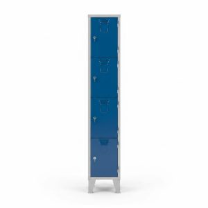 Vestiaire métallique 4 casiers avec serrures - Bleu et Gris