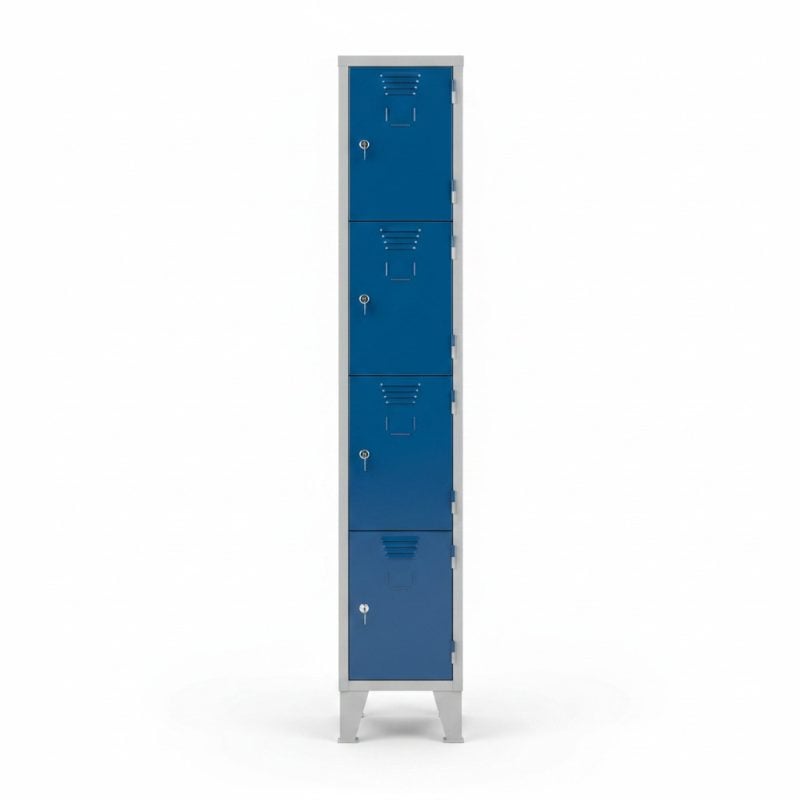 8569951 Vestiaire métallique 4 casiers avec serrures Bleu et Gris