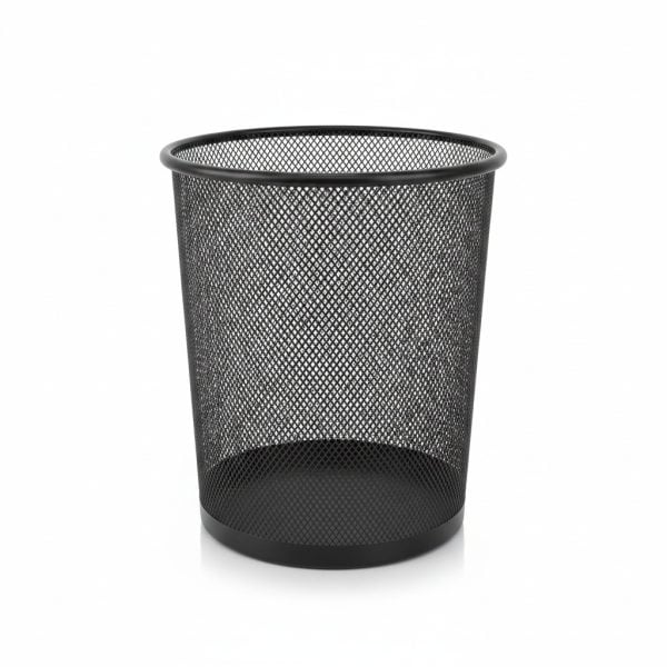Corbeille à Papier en Maille Métal Noir pour Salle de Bain