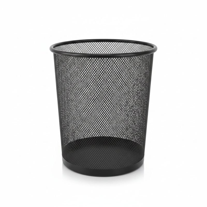 9808991 Corbeille à Papier en Maille Métal Noir pour Salle de Bain