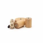 Suspension Ginko en bois E27 avec câble doré L 2m