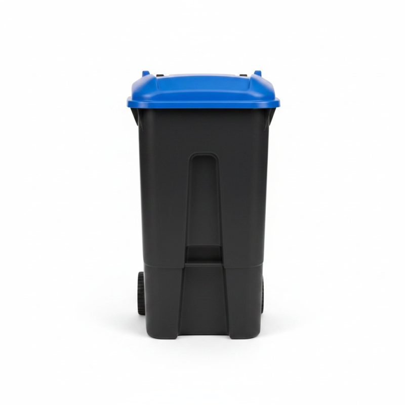 Poubelle à Roulettes 80L Noir et Bleu Tayg