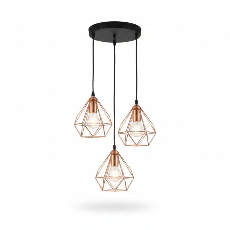 Suspension 3 lampes E27 Varage design géométrique D300