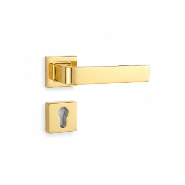 Poignée de Porte Nobel Bartin Doré Brillant sur Rosace